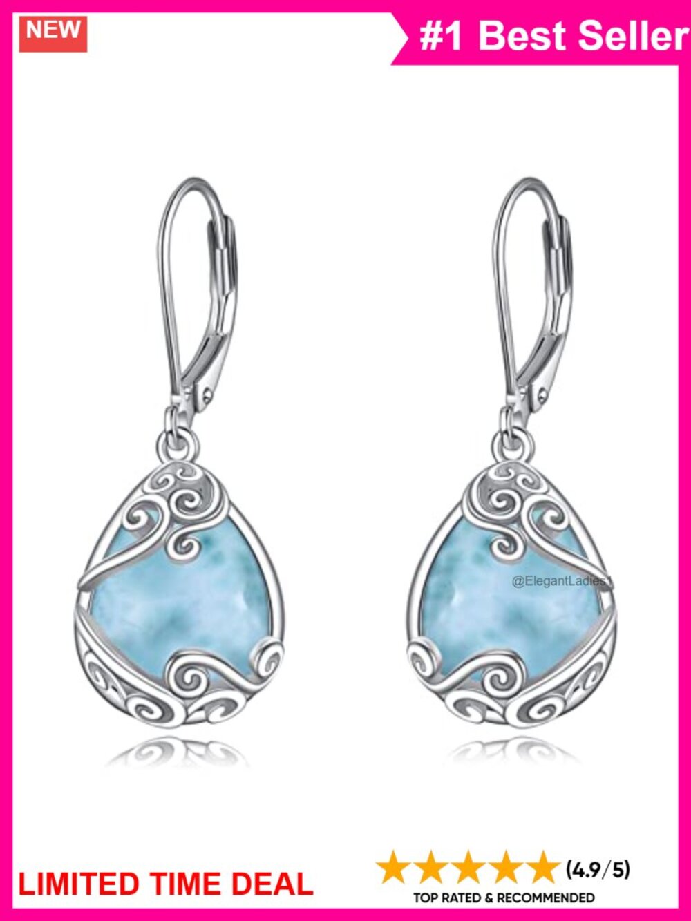 Moonstone Filigree Drop Dangle Teardrop Earrings 925 Sterling Silver Leverback